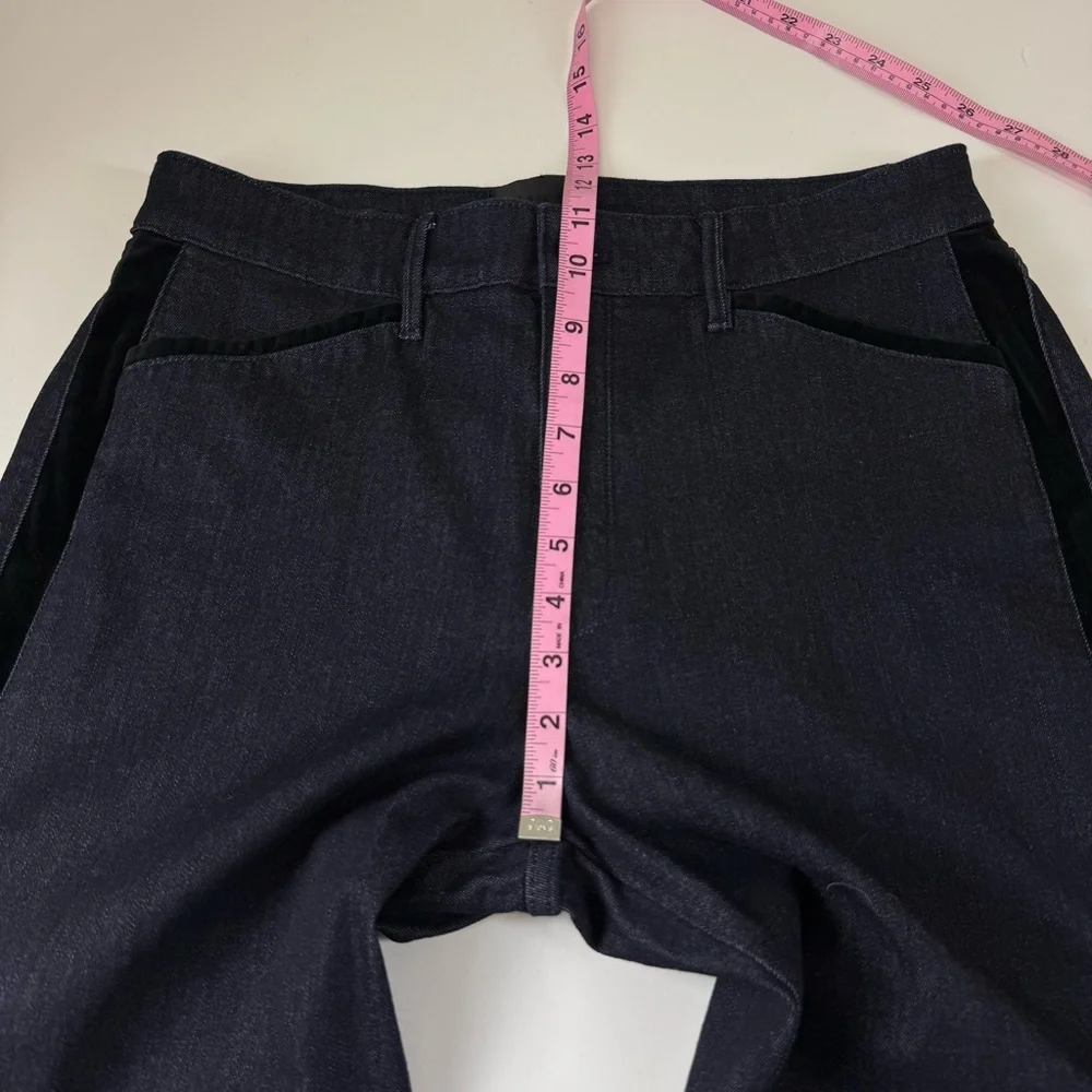 White House Black Market Wide Leg Jeans High Rise Trouser 12P Velvet Trim NWT